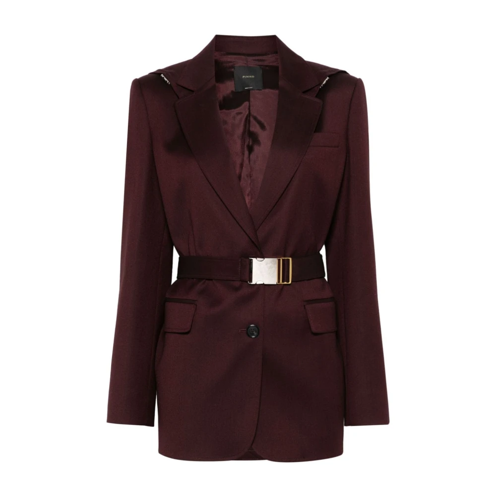 Pinko Casual Bruine Wollen Blazer Brown Dames