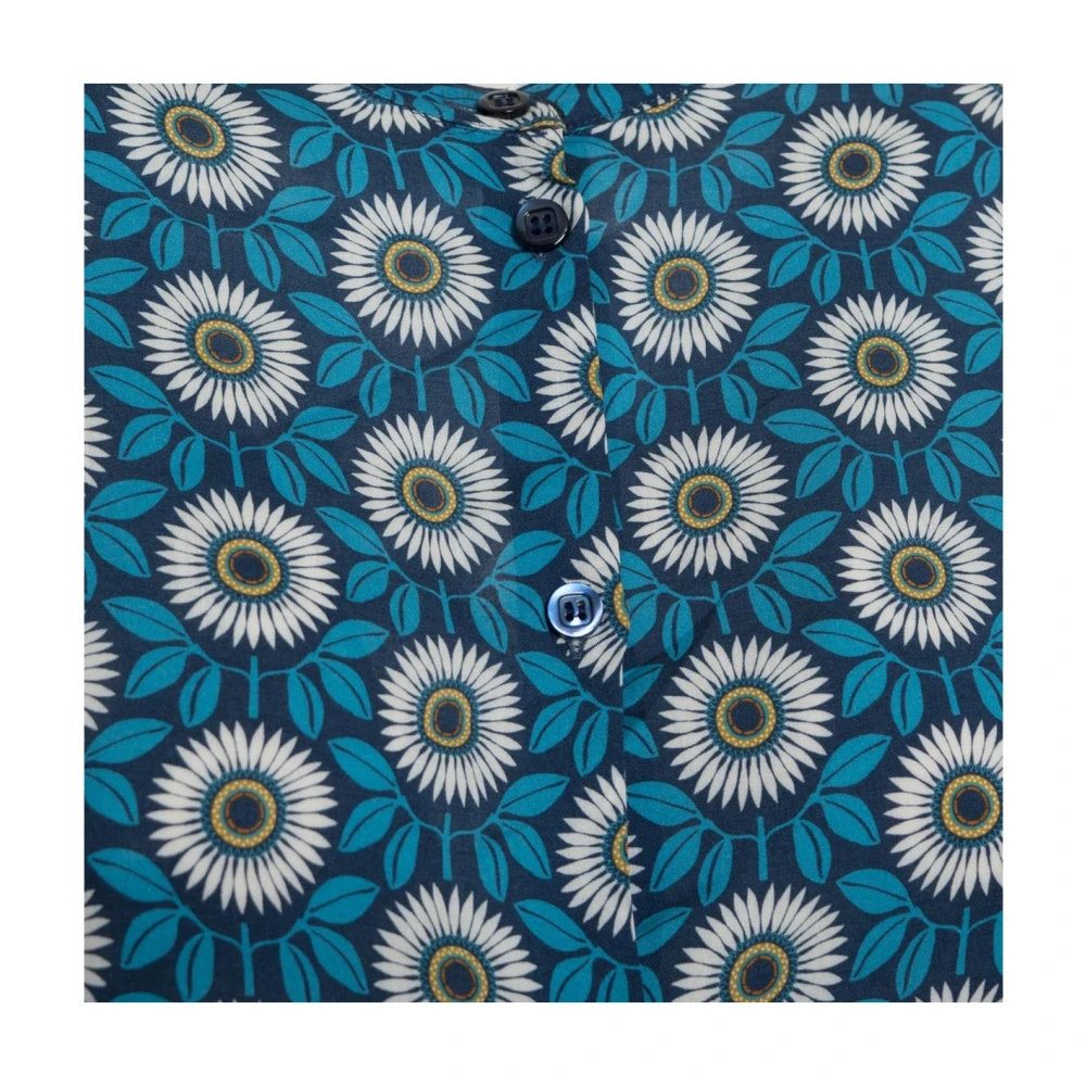 Harmont & Blaine Bloemenprint Zijden Blouse Lange Mouw Blue Dames