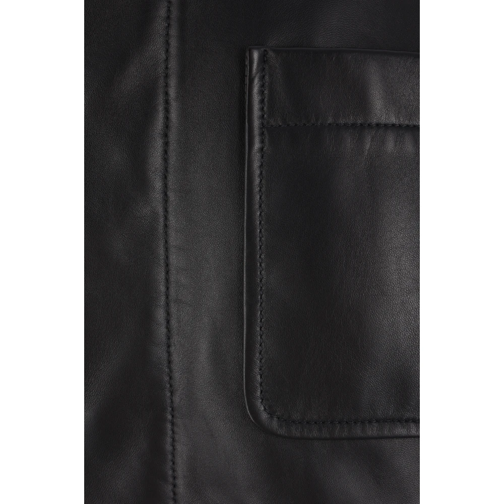 Loewe Zwarte leren overhemdjasje Black Heren