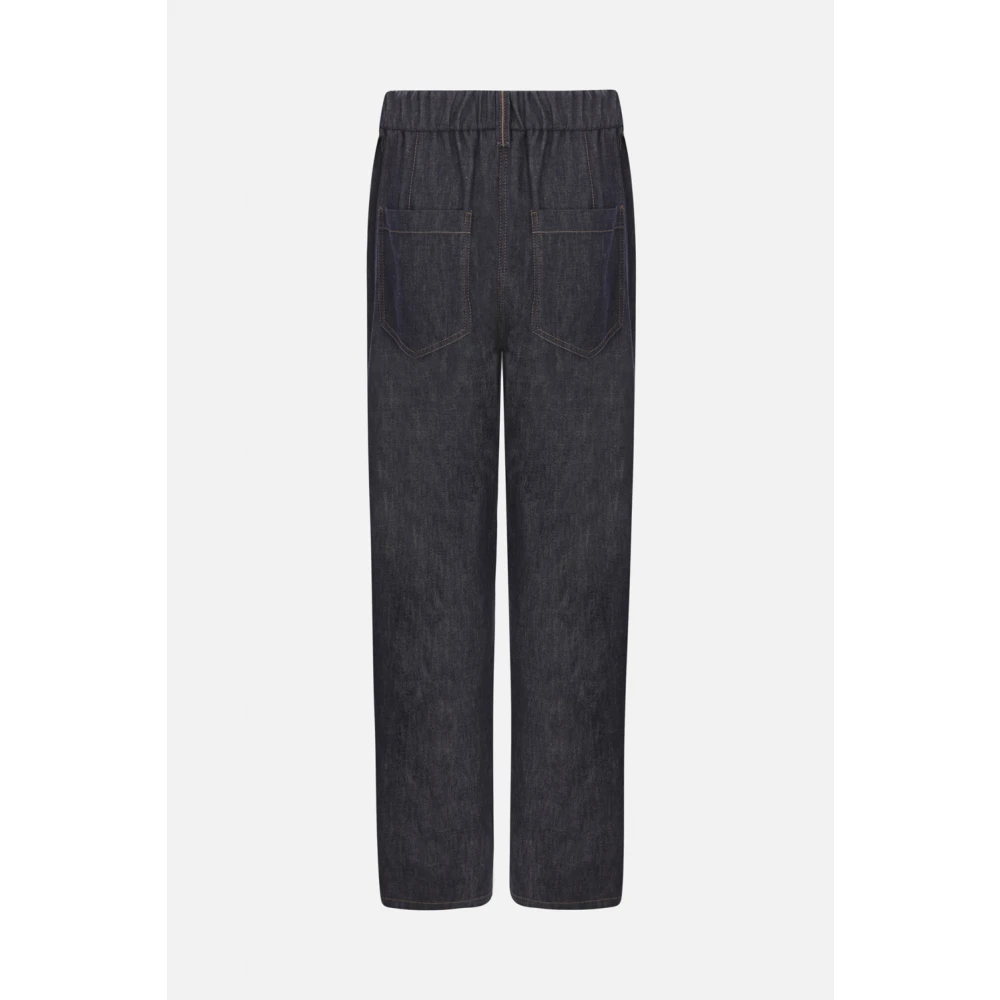 BRUNELLO CUCINELLI Blauwe Baggy Jeans Elastische Taille Blue Dames