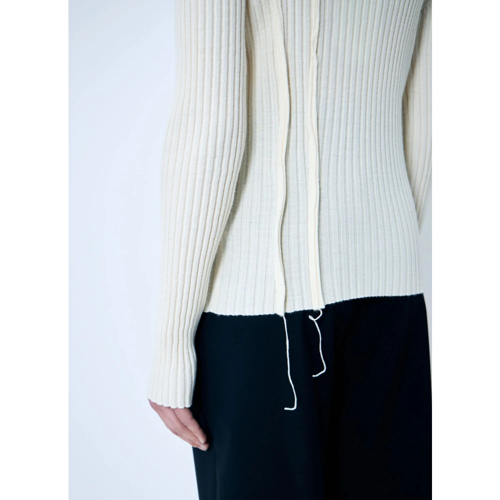 MM6 Maison Margiela Gestoorde ribtrui met uitsnijdingen White Dames
