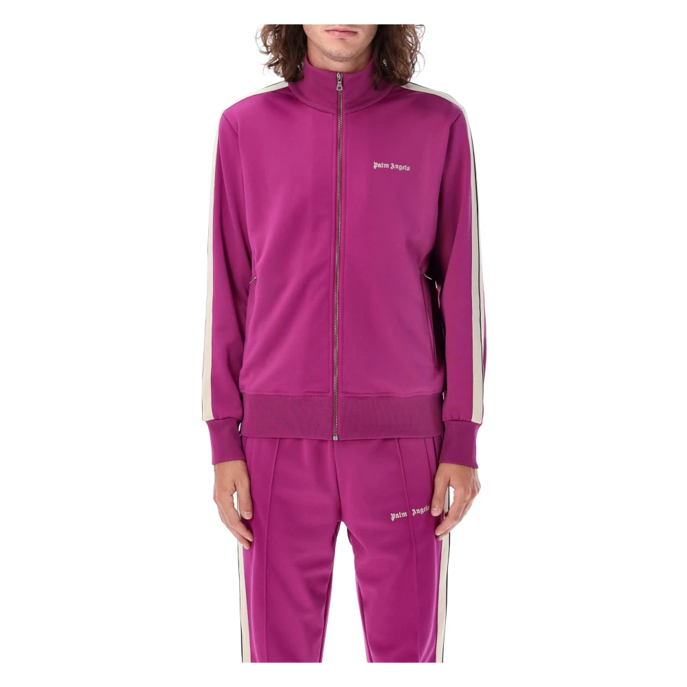 Palm Angels Paarse Gebreide Trackjacket Aw24 Purple Heren