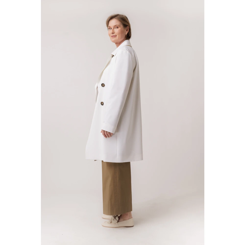 Cinzia Rocca Witte Jas met Grote Kraag White Dames