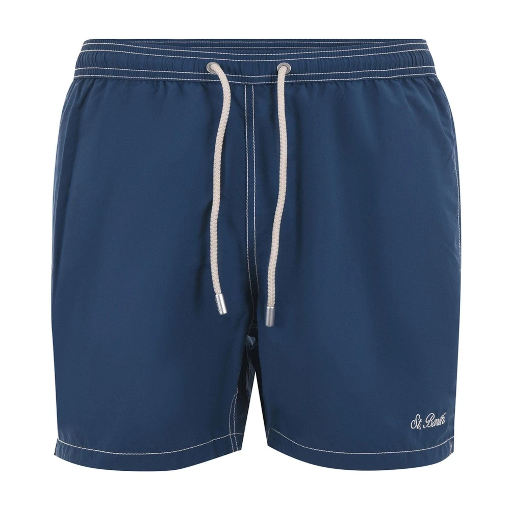 MC2 Saint Barth Blå Nylon Badshorts Elastisk Midja Blue, Herr