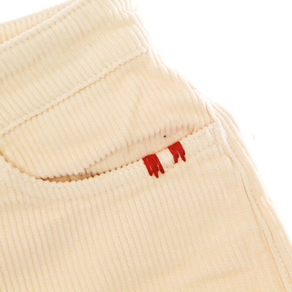 Amish Fluwelen Lange Broek met Zakken Beige Dames