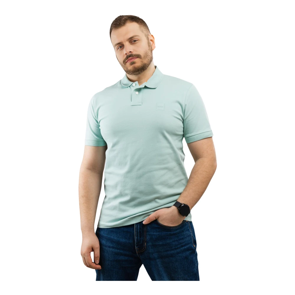 Hugo Boss Turquoise Katoenen Polo Shirt Blue Heren