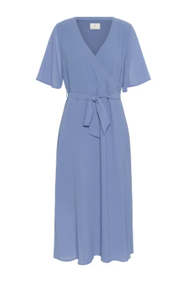 Elegant Wrap Klänning med Volangärmar