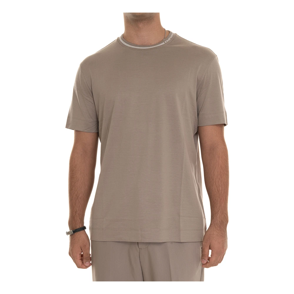 Emporio Armani Casual Katoenen T-shirt Beige Heren