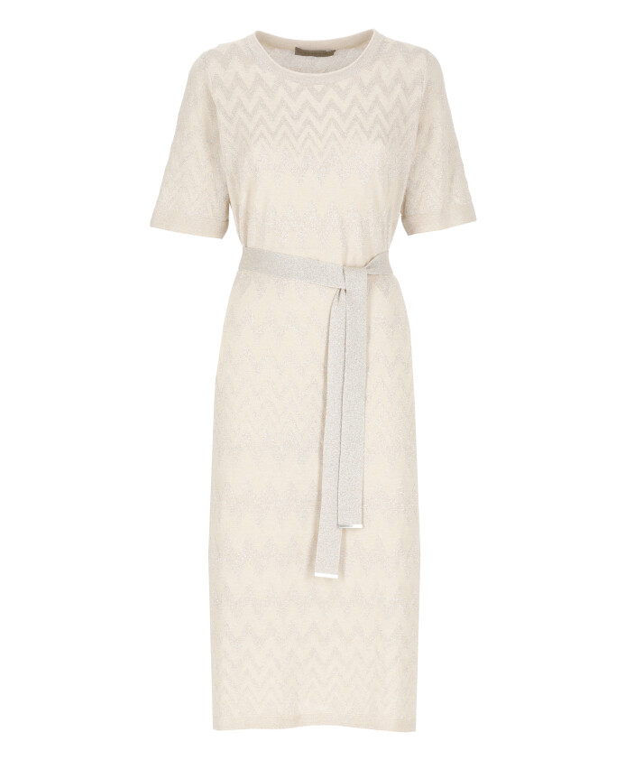 robe-beige-en-melange-coton-lurex