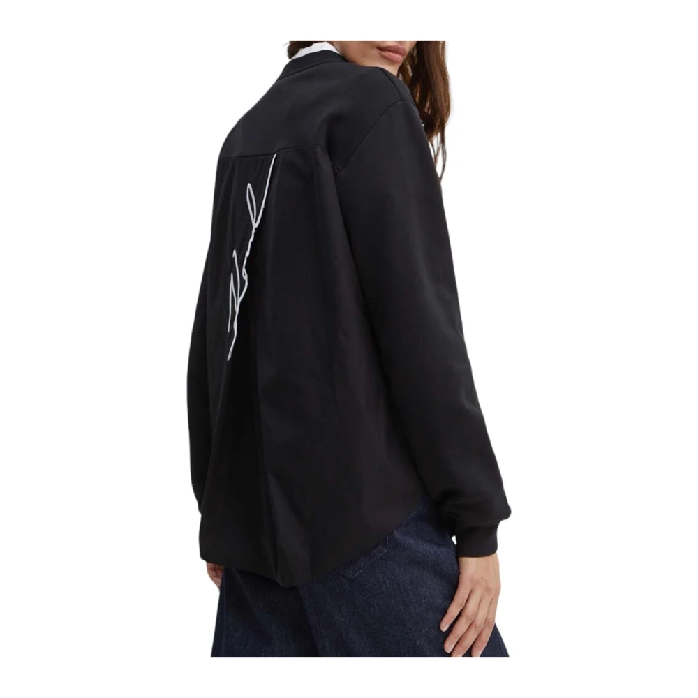 Karl Lagerfeld Sweatshirt poplin mix sweat met handtekening 08k245w1814 Black Dames
