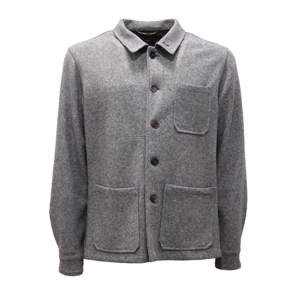 Bob Men's Grey Stretch Jacket Melange Made In Italy