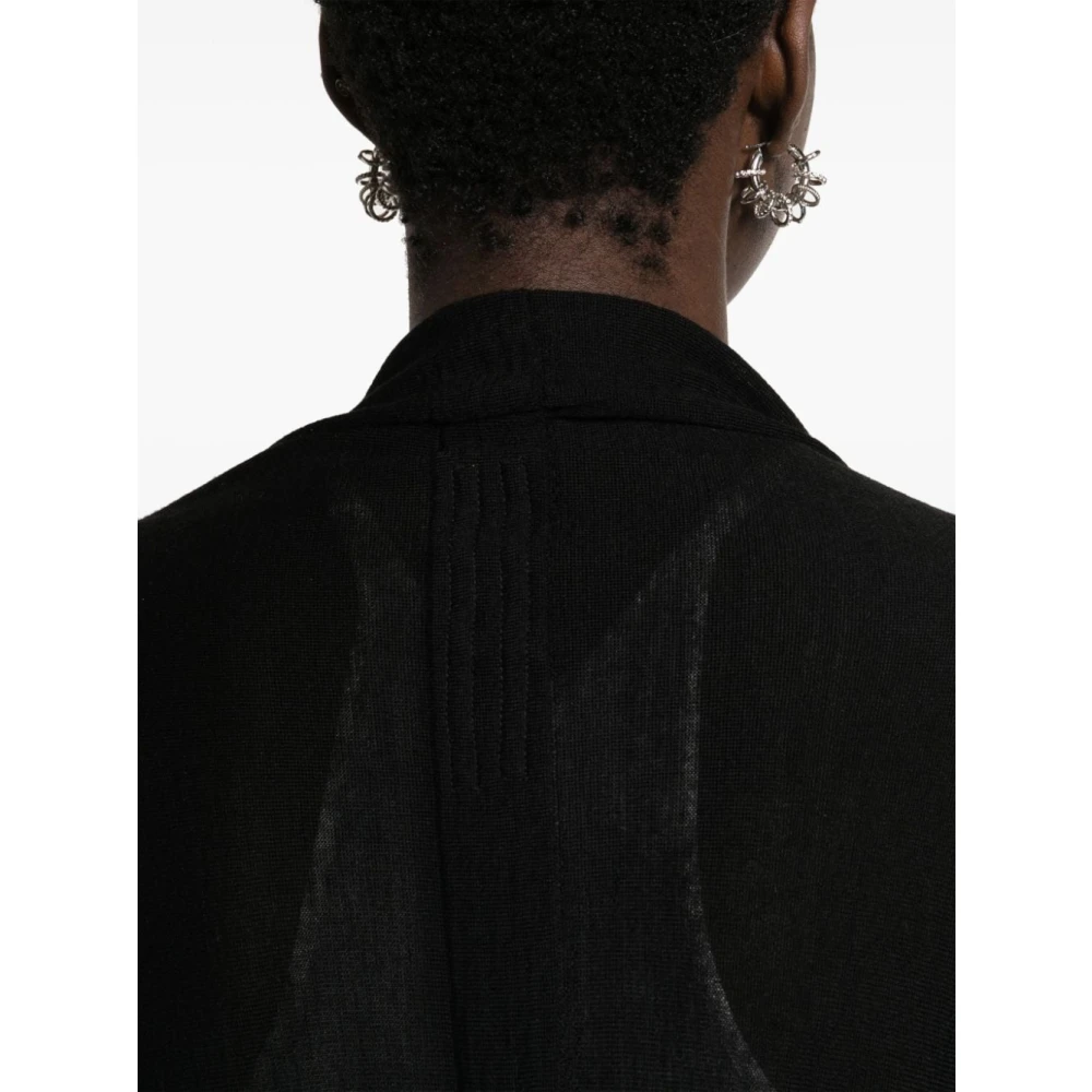 Rick Owens Zwarte Sweaters met Asymmetrische Zoom Black Dames