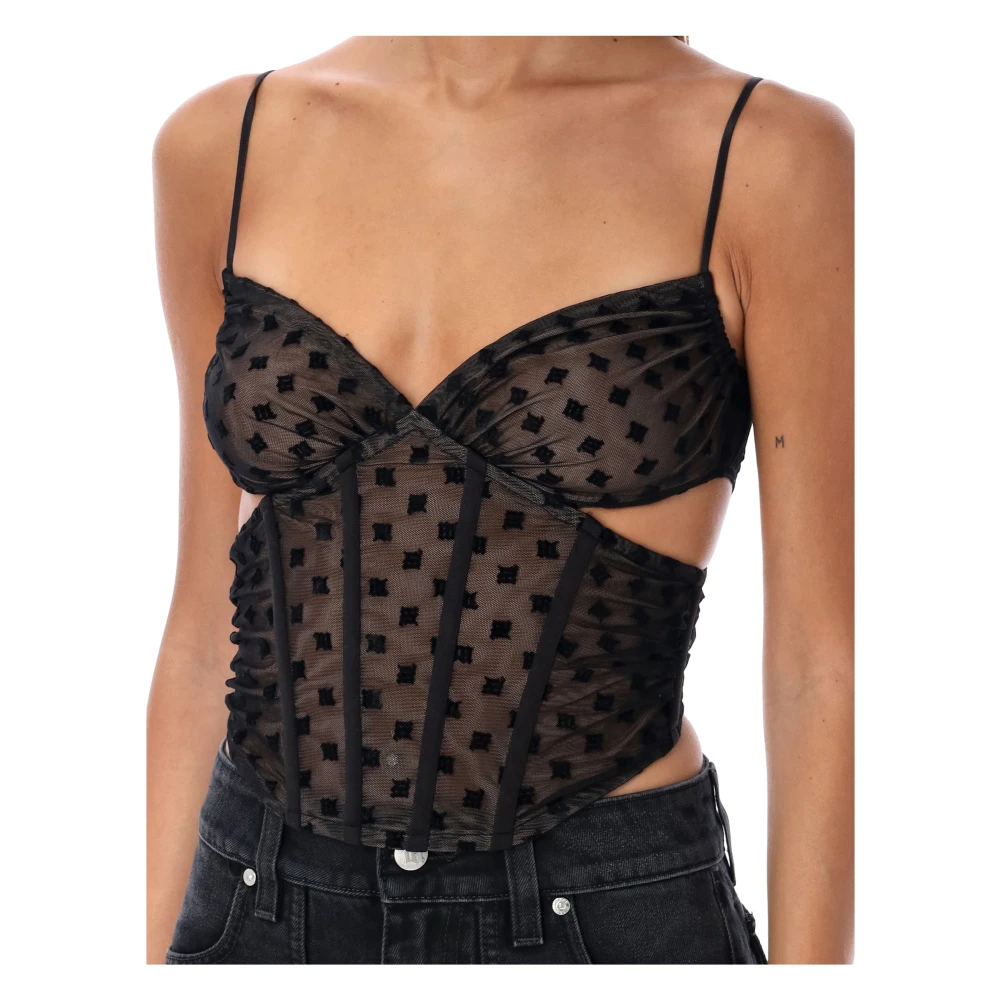 Misbhv Mesh Monogram Korset Zwart Topwear Black Dames