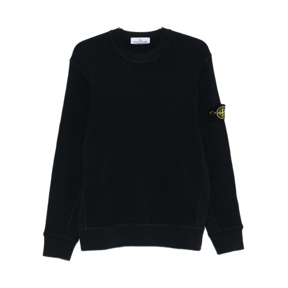 Stone Island Men's Blue Waffle Knit Sweatshirt