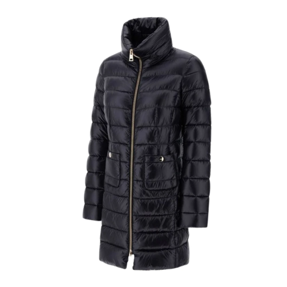 Herno Zwarte donsjas met gouden rits Black Dames