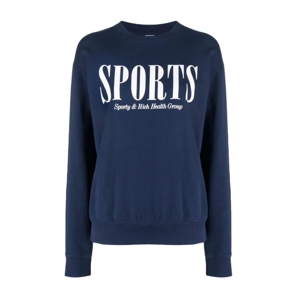 Sporty & Rich Grafische Print Katoenen Sweatshirt Blauw Blue Dames