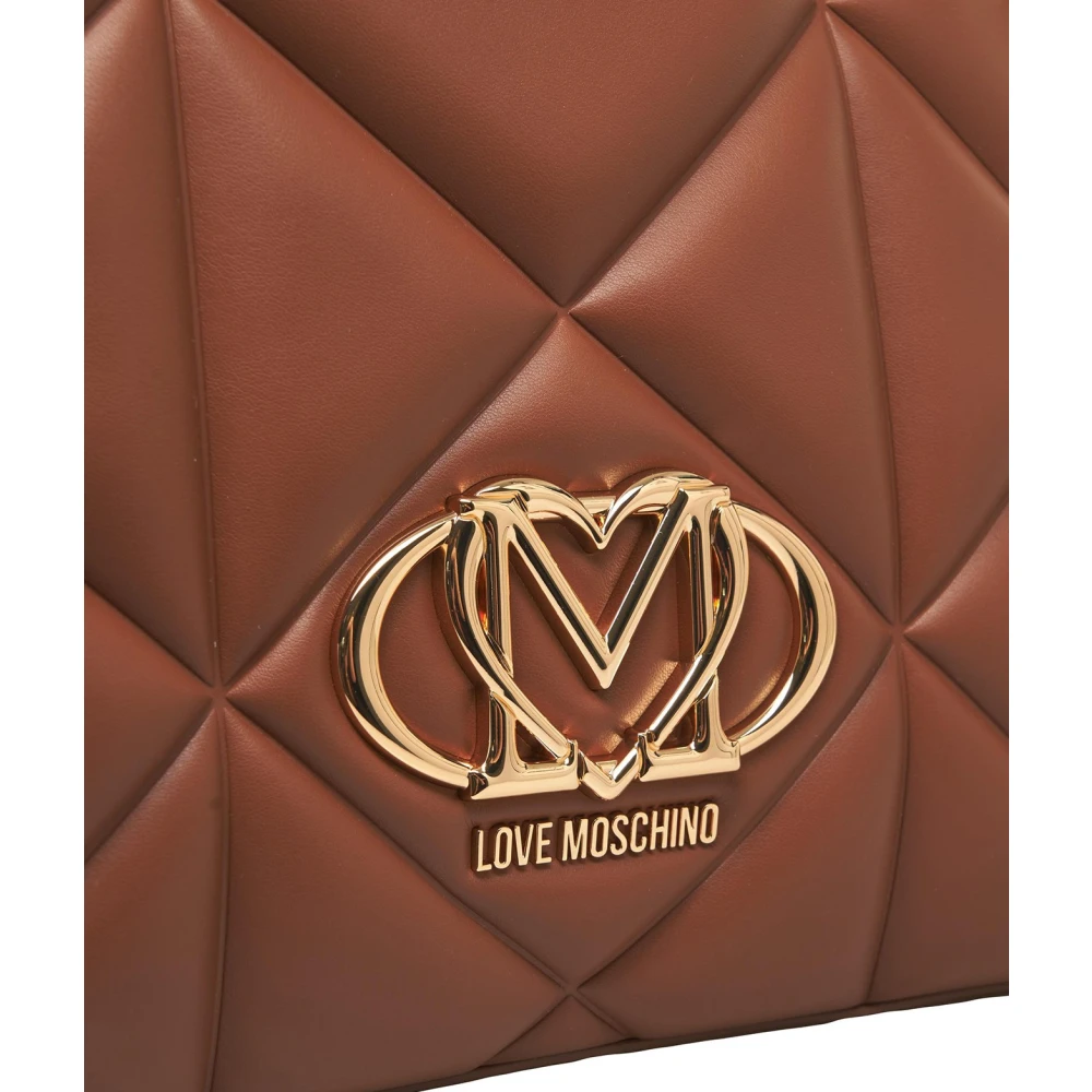Love Moschino Geblokte Bruine Schoudertas Stijlvol Functioneel Brown Dames