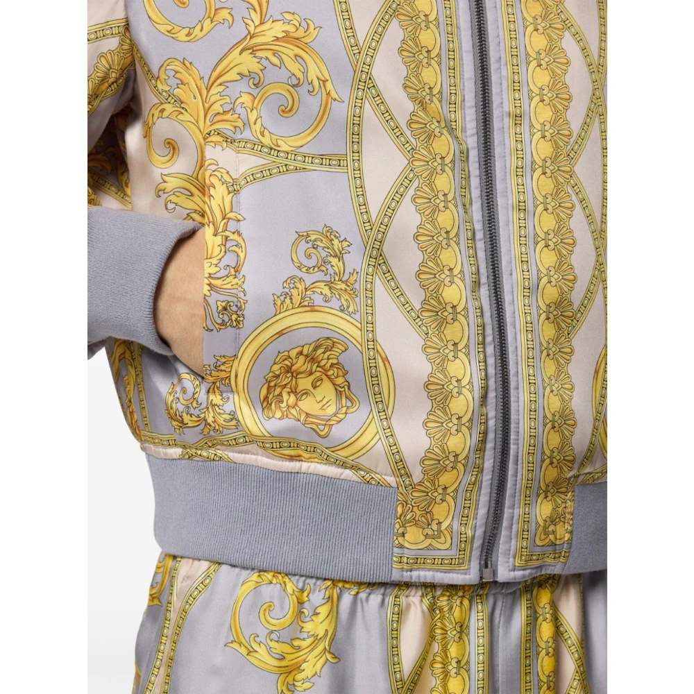 Versace Barok Print Grijze Bomberjack Multicolor Heren