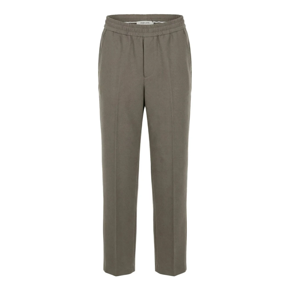 Golden Goose Men's Gray Journey Wide Jogging Pant Pompeo Virgin Wool Chevronne - Wide Trousers - M - Trousers
