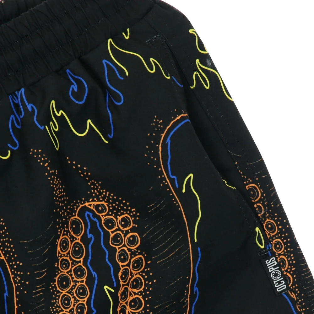 Octopus Zwarte Boardshorts met print Multicolor Heren