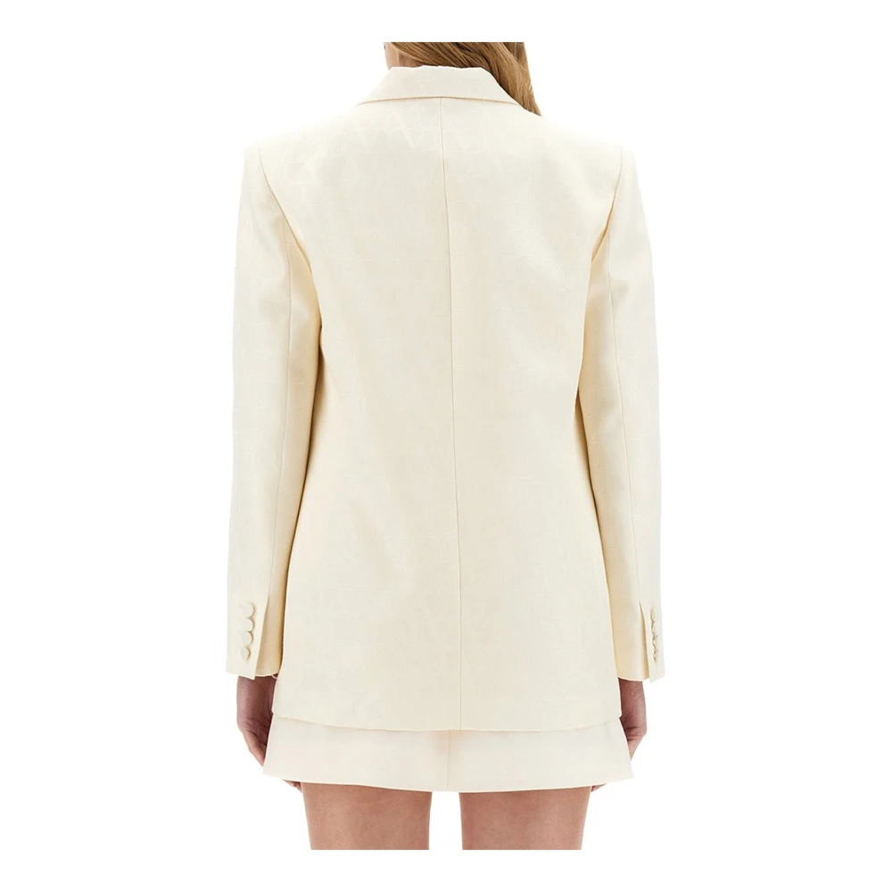 Valentino Witte Iconographe Zijde Wol Jas White Dames