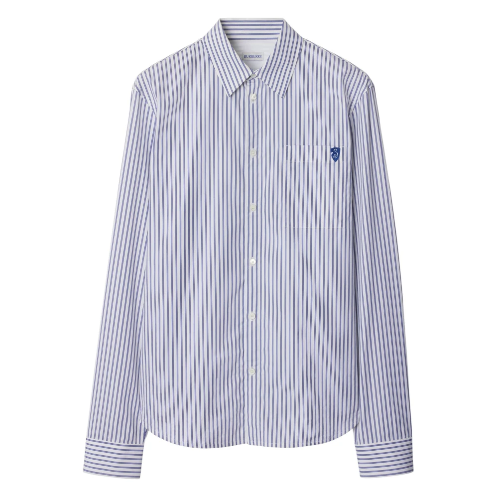 Burberry Blauwe Button-Up Shirt met B Shield Blue Heren