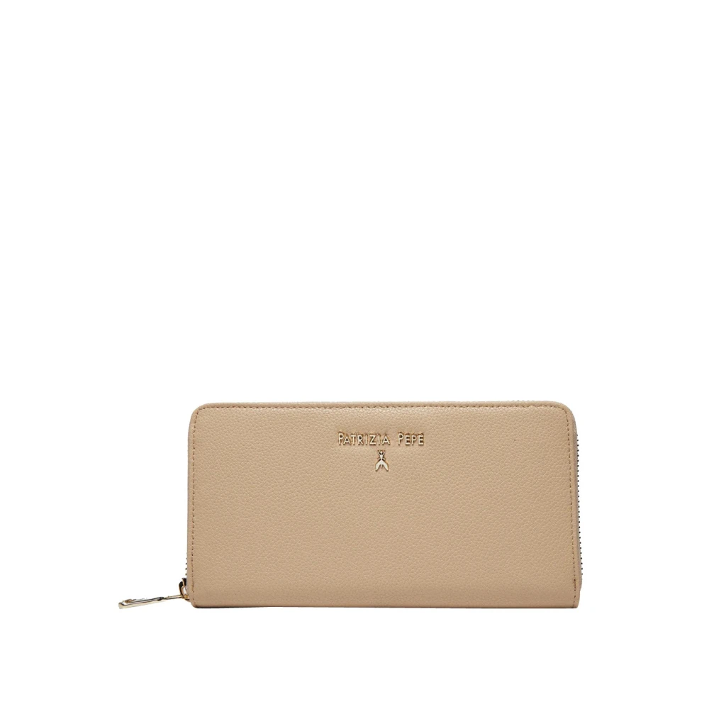 PATRIZIA PEPE Beige leren portemonnee met gouden details Beige Dames