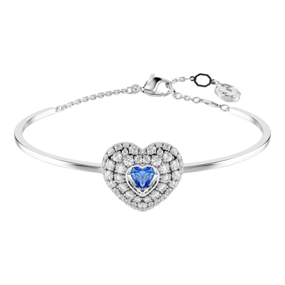 Swarovski Unisex Blue Bracelet Idyllia Hyperbola Heart Rhodium Plated 5680393