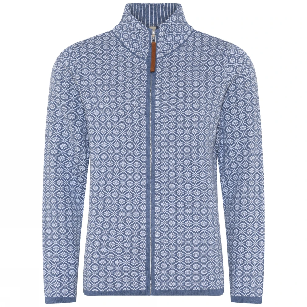 Skovhuus Blå Jacquard Dragkedja Cardigan Jacka Blue, Dam