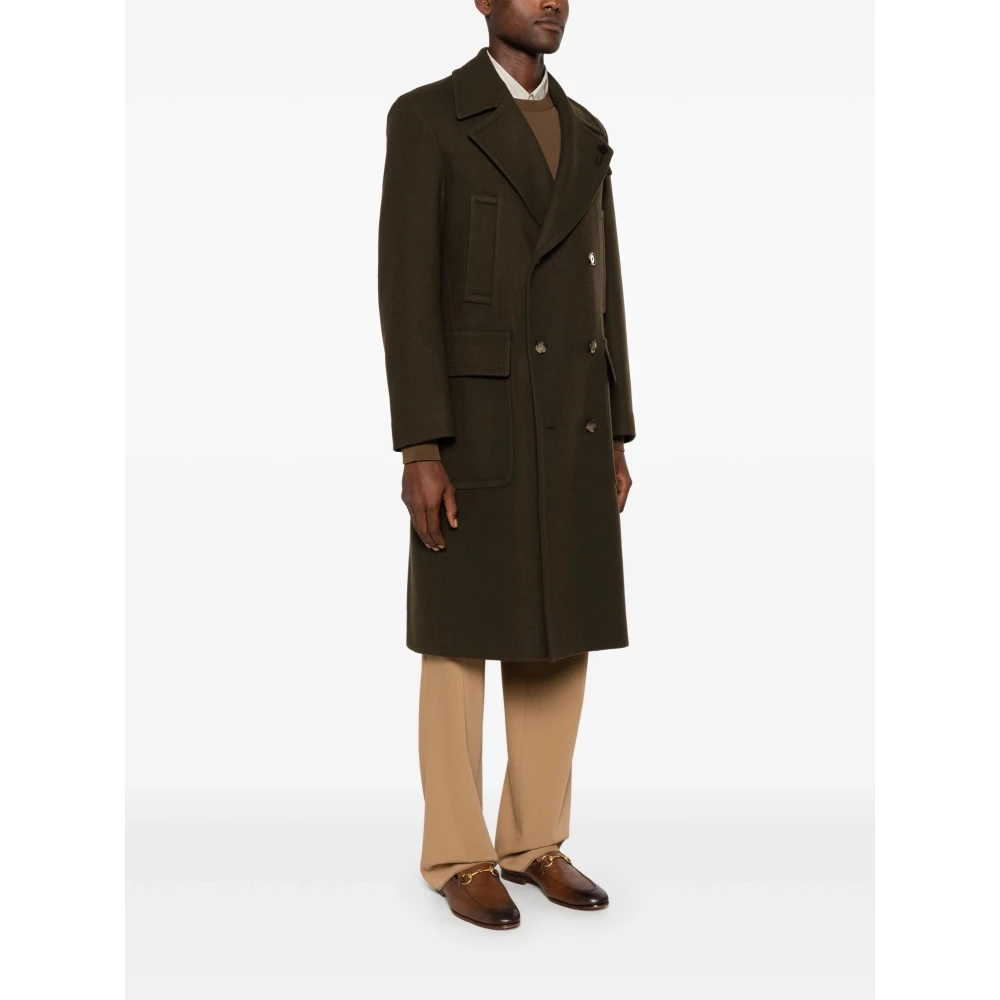 Lardini Groene Dubbelborst Jas Green Heren