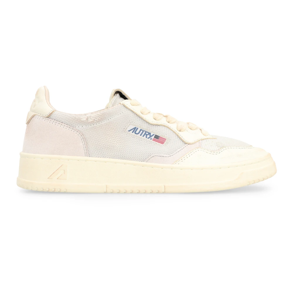 Autry Vintage lage sneakers met leren en suède inzetstukken Dames Schoenen Beige