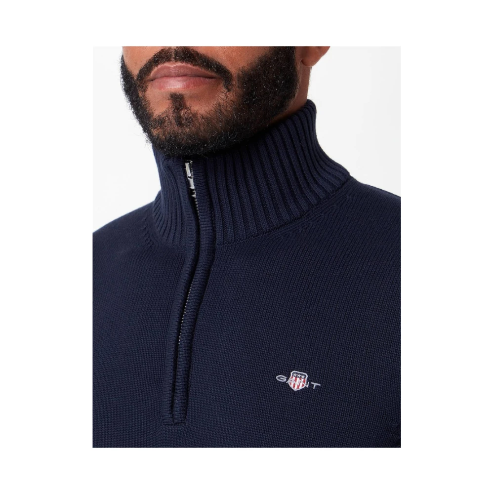 Gant Casual Cotton Halfzip Pullover Blue Heren