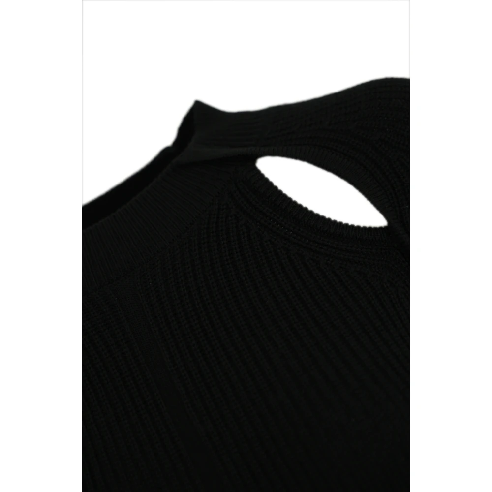PATRIZIA PEPE Zwarte wollen blend jurk Black Dames