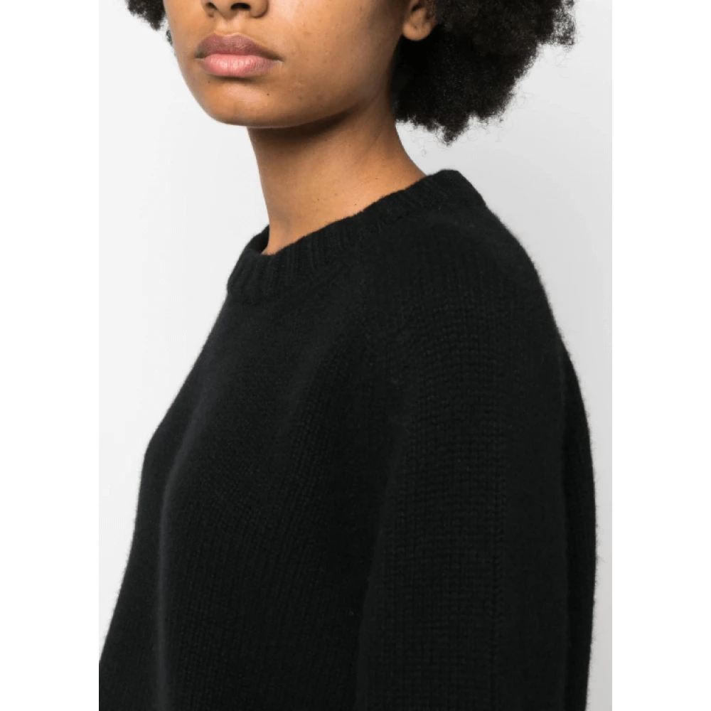 Khaite Zwarte Cashmere Gebreide Crew Neck Jumper Black Dames
