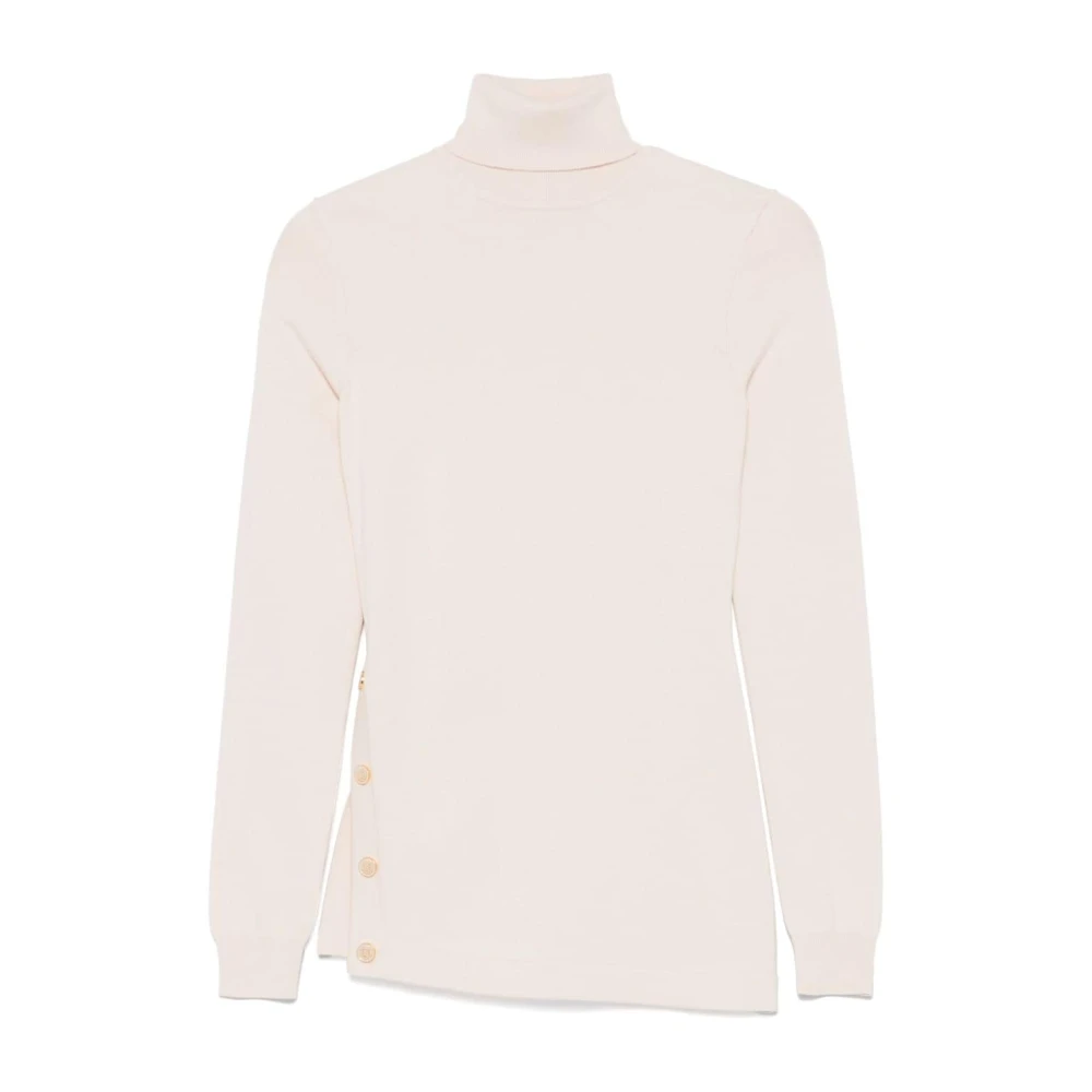 Elisabetta Franchi Studded Pink Sweater met Roll Neck Pink Dames