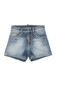 Blå Bomull Denim Shorts med Logo