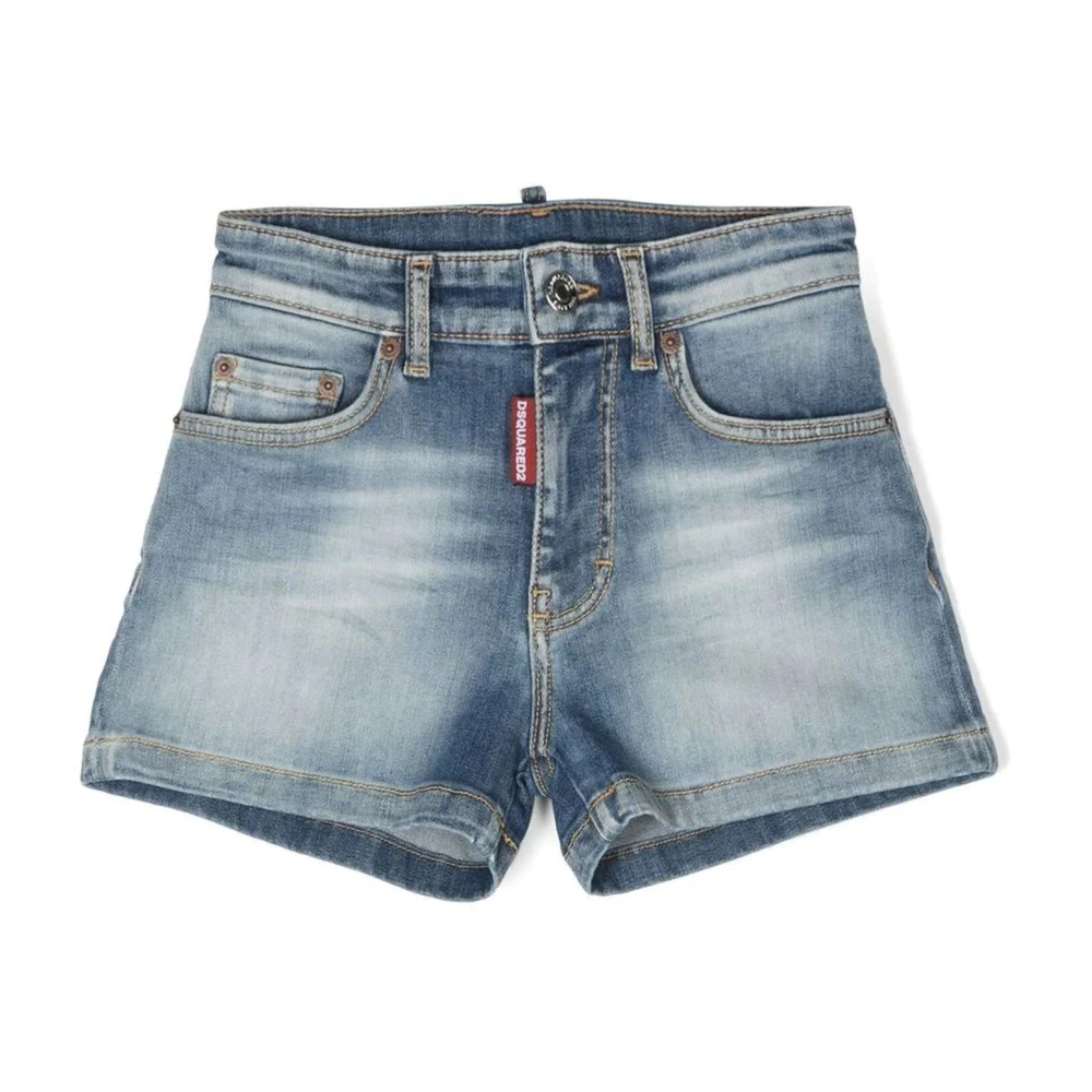 Dsquared2 Girls Blue Cotton Denim Shorts With Logo - Shorts - 6 Y - Kids