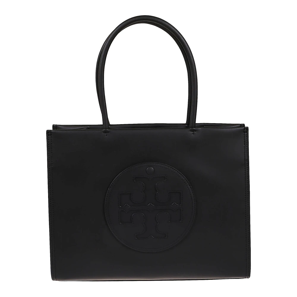 TORY BURCH Gevlochten leren winkeltas met T-logo Black Dames