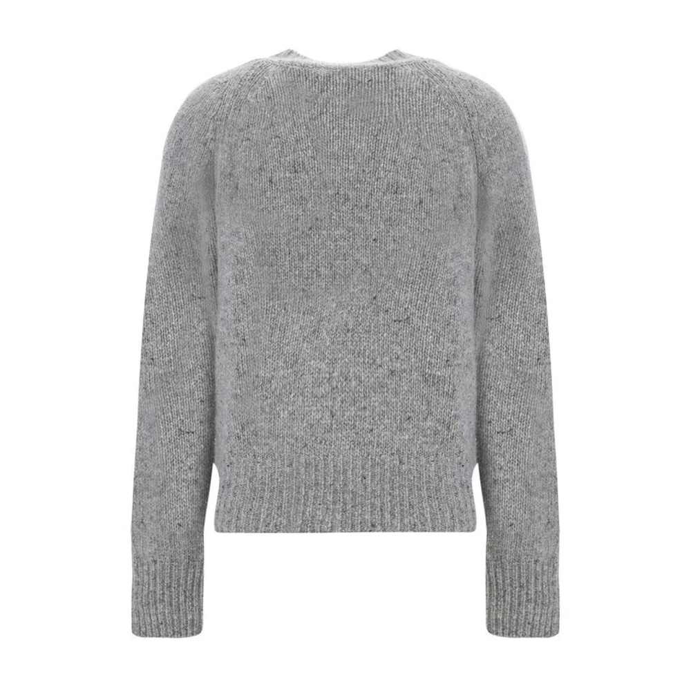 allude Melange Geribbelde V-Hals Kasjmier Trui Gray Dames