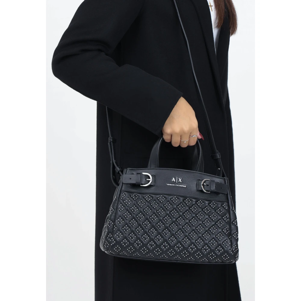 Armani Exchange Zwarte handtas met studs Black Dames