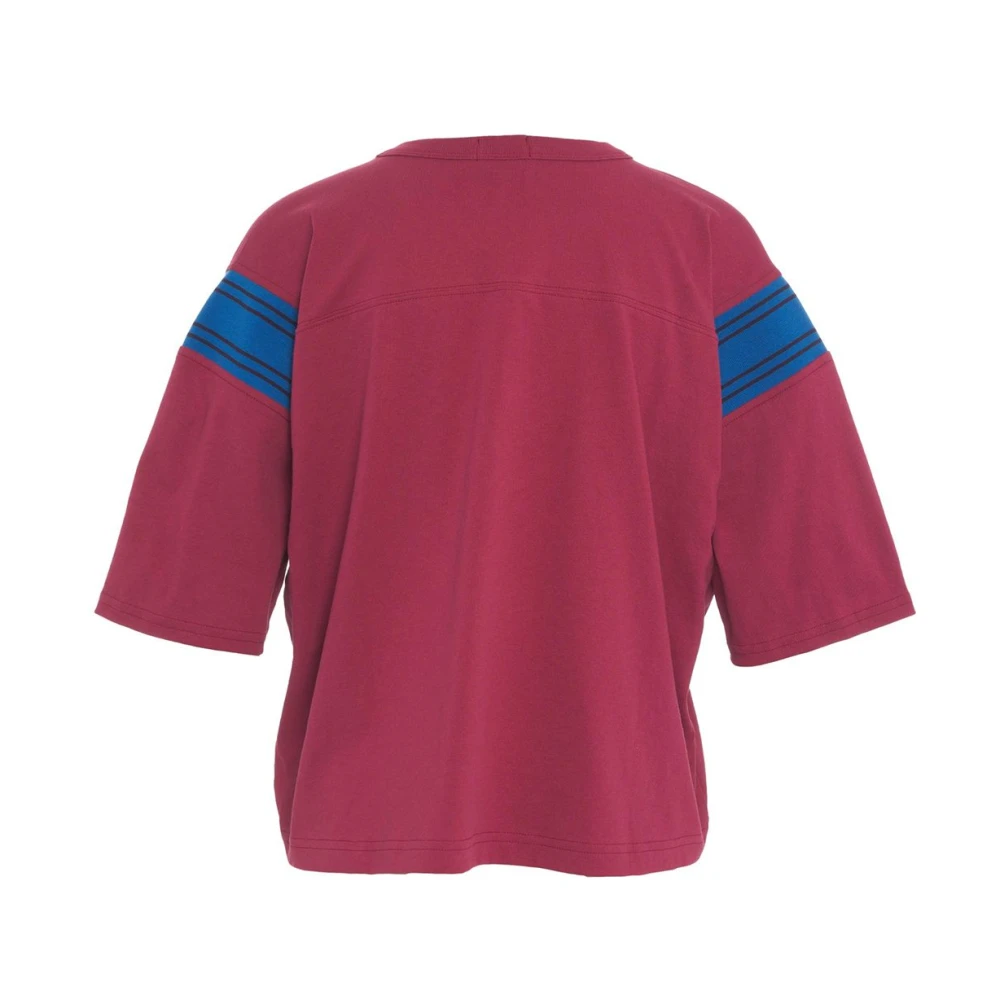 Mother Rood Gestreept V-Hals T-Shirt Red Dames