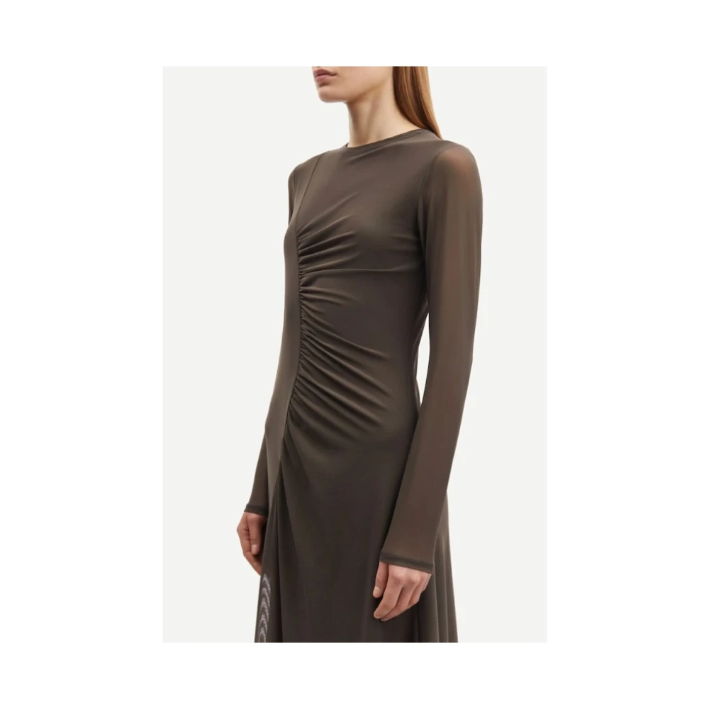 Samsøe Lange Gebreide Jurk met Geplooide Details Gray Dames