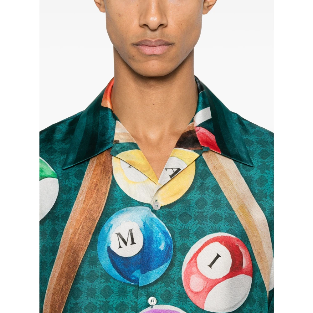 Amiri Logo Print Zijden Camp Shirt Multicolor Heren