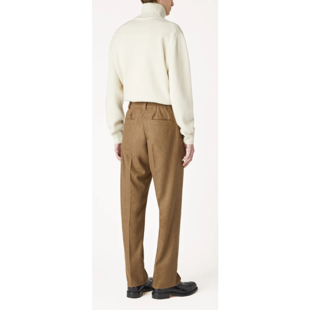 Loro Piana Luxe Zachte Bruine Flanellen Broek Brown Heren