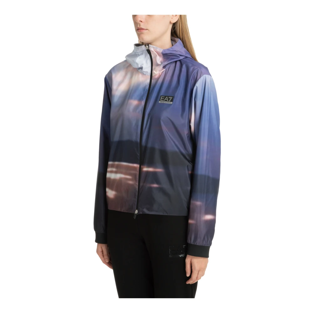 Emporio Armani EA7 Abstract Multicolor Hooded Ritsjas Multicolor Dames