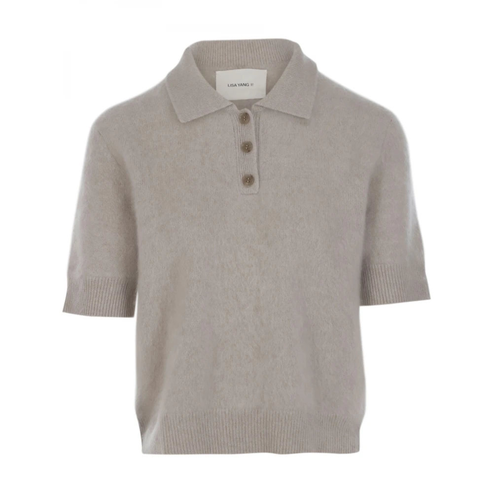 Lisa Yang Top met kraag Carolyn Beige Dames