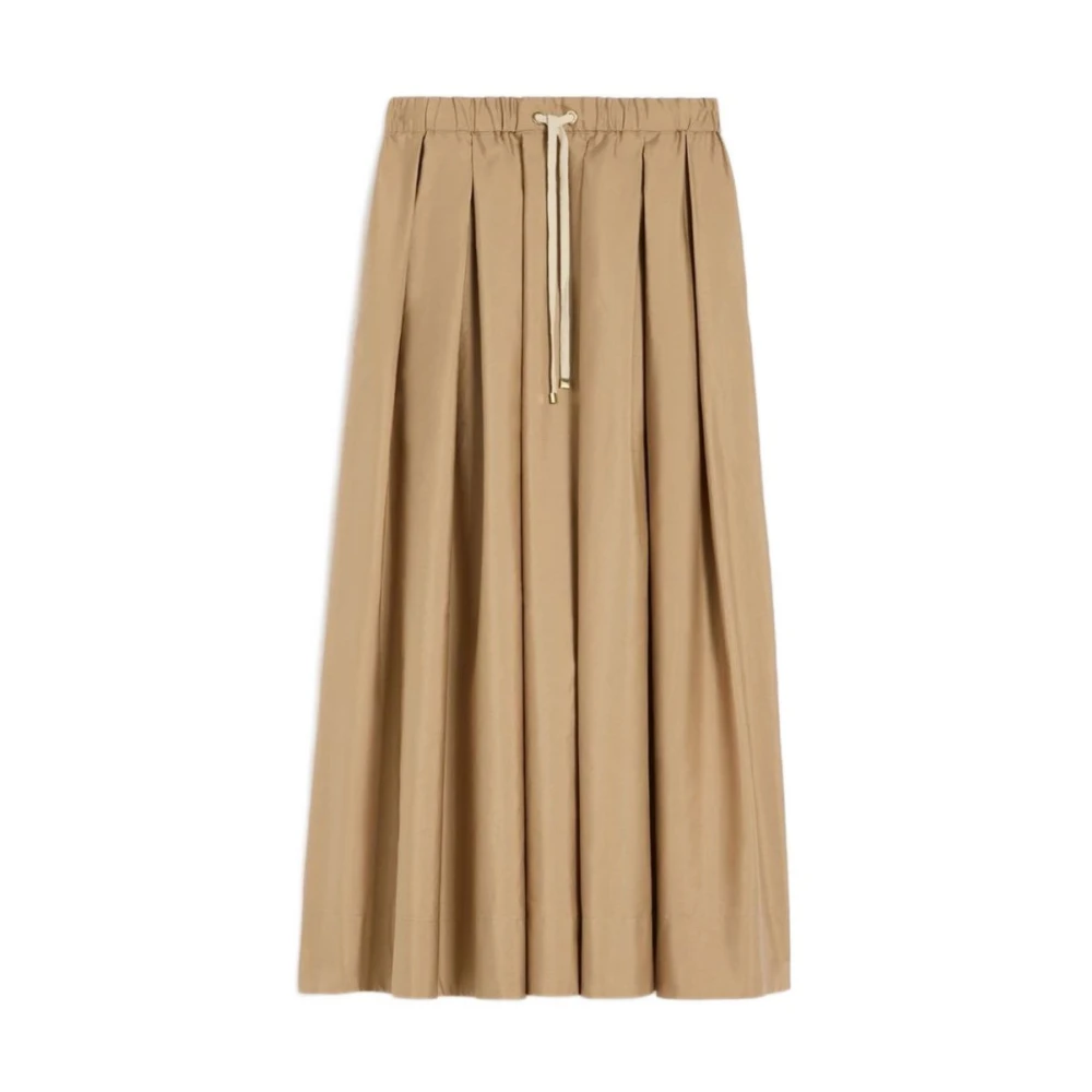 Max Mara Vrouw Beige Rokken Dames, Xs, Katoen, Gonna A Pieghe "Pineta"