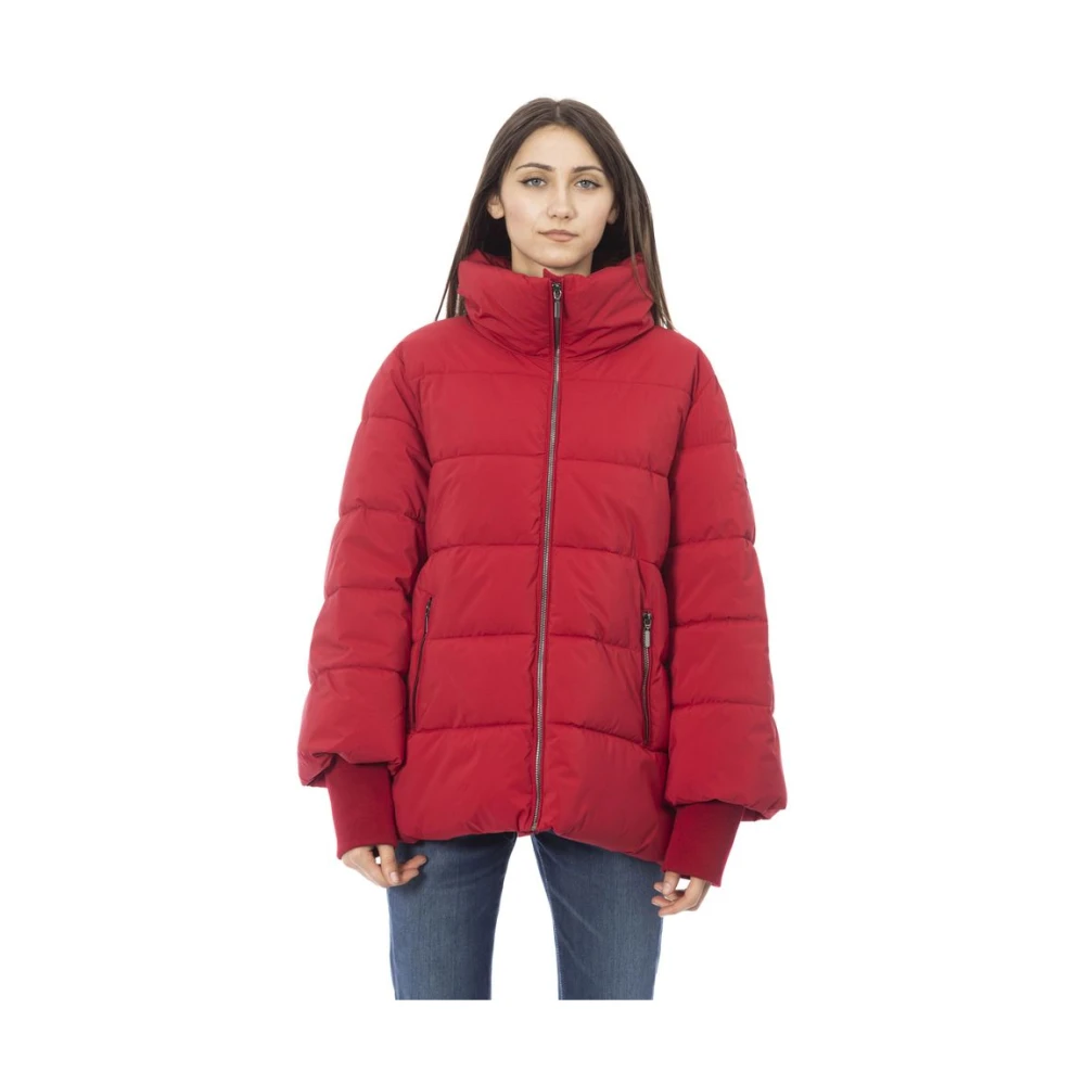 Baldinini Chique karmijnrode pufferjas met metalen details Red Dames
