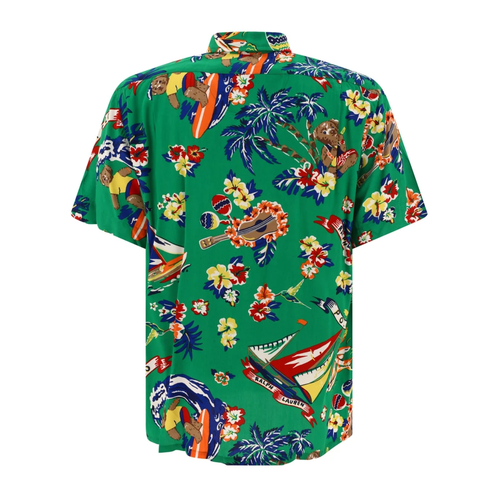 Ralph Lauren Surfing Bear Shirt 100% Viscose Multicolor Heren