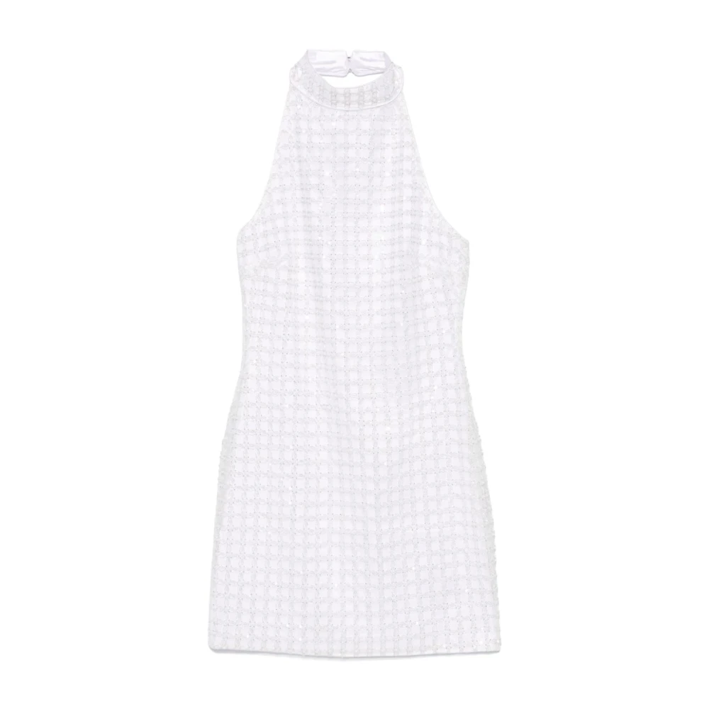 Rotate Birger Christensen Beaded Halterneck Jurk Korte Mouw White Dames